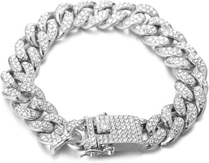 Silver diamond bracelet with cursive C pendant