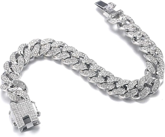 Silver diamond bracelet with cursive C pendant