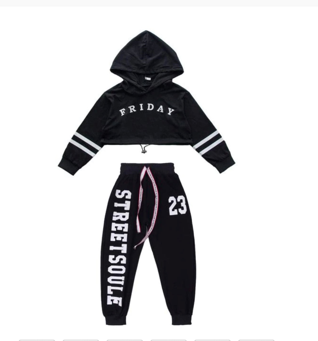 2Piece Hooded SweatSuit BLACK